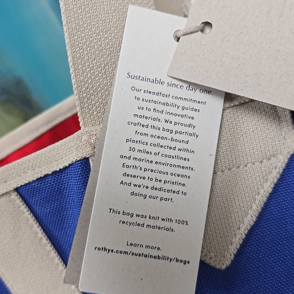 Rothy's Blue and Red Reversible Beach Bag Tote - NWT